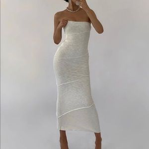 princess polly oscar midi dress | strapless | white